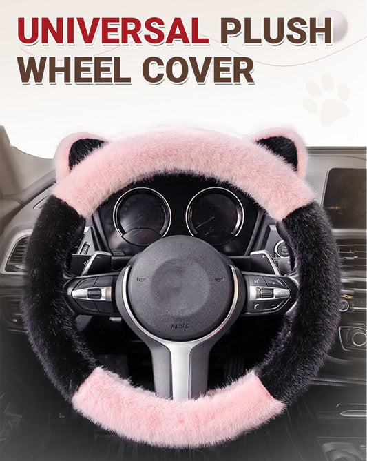 Universal Non-slip Soft Cute Cat Ears Plush Steering Wheel Cover