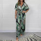 BUY 2 FREE SHIPPING💐Women's Summer Fashion Leaf Print Plus Size Bodysuit with Elastic Waist