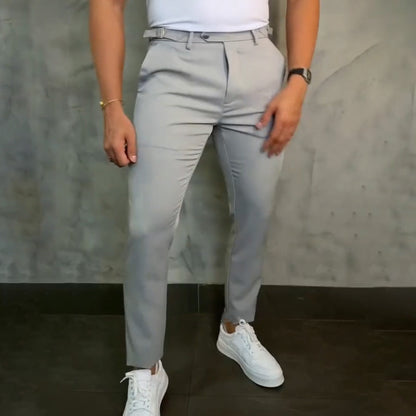 👖 Men's Slim Casual Pants – Adjustable Waist, Pockets for All