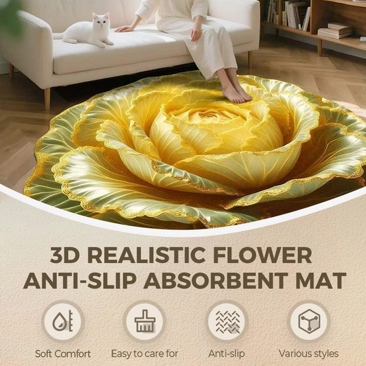 3D Realistic Flower Anti-Slip Absorbent Mat