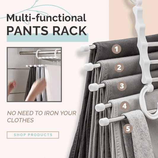 🔥New Year 2024 Sale 49% OFF✨-🔥Multi-functional Pants Rack - Closet Multiple Layers Multifunctional Uses Rack Organizer for Trousers Scarves Slack (1 Pack with 5 Metal Clips)